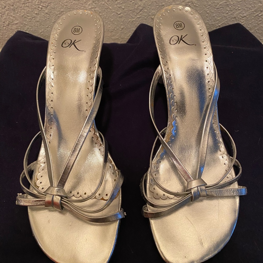 Silver Slipper Sandals. Gently worn. Size 8